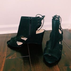 Gianni Bini Black Lace Up Heel Wedges
